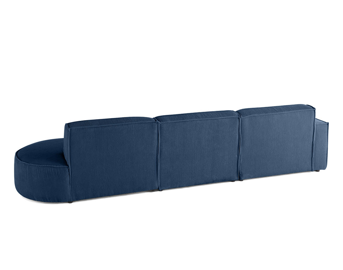 Canapé d'angle gauche aux formes arrondies 5 places en velours côtelé Spiaggia