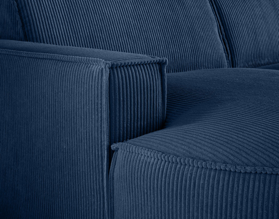 Canapé d'angle gauche aux formes arrondies 5 places en velours côtelé Spiaggia