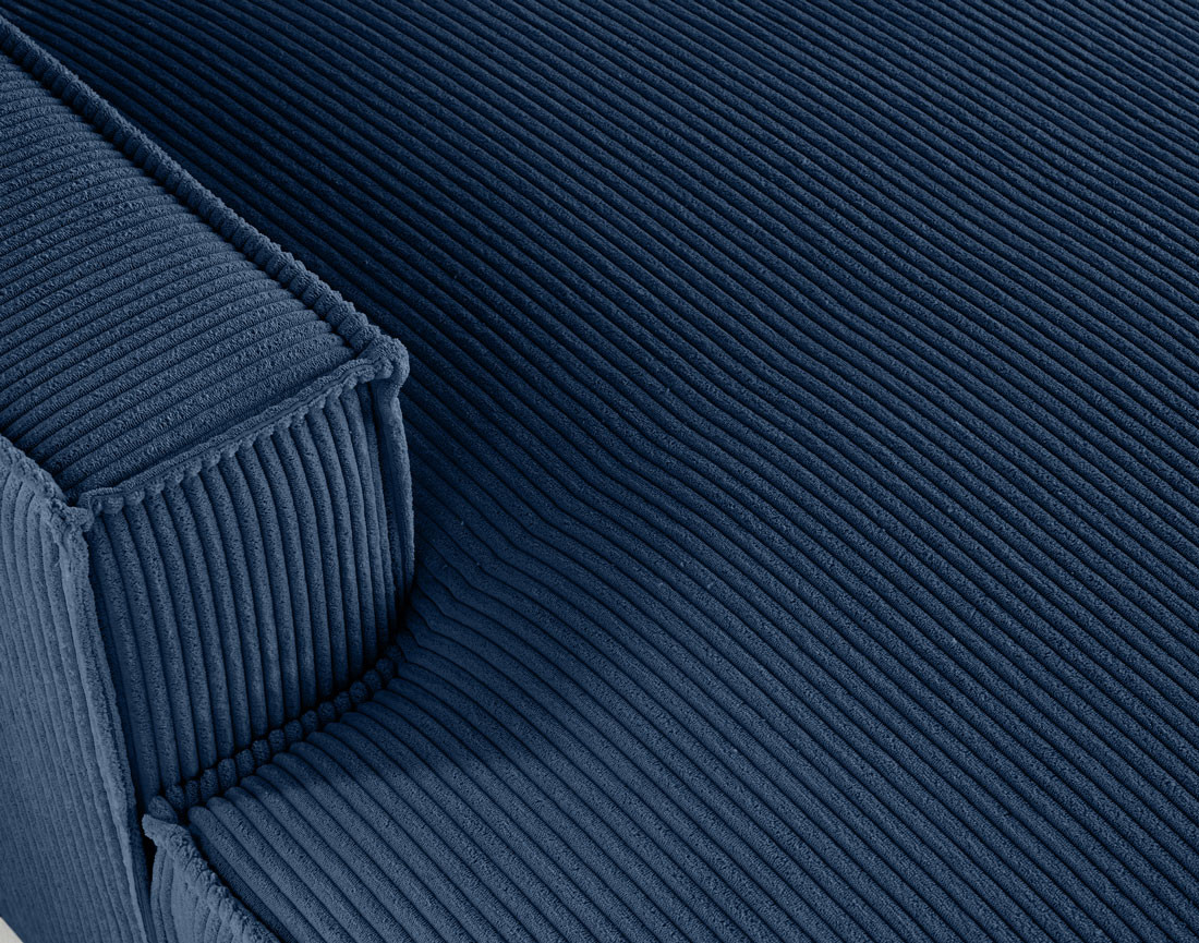 Canapé d'angle gauche aux formes arrondies 5 places en velours côtelé Spiaggia