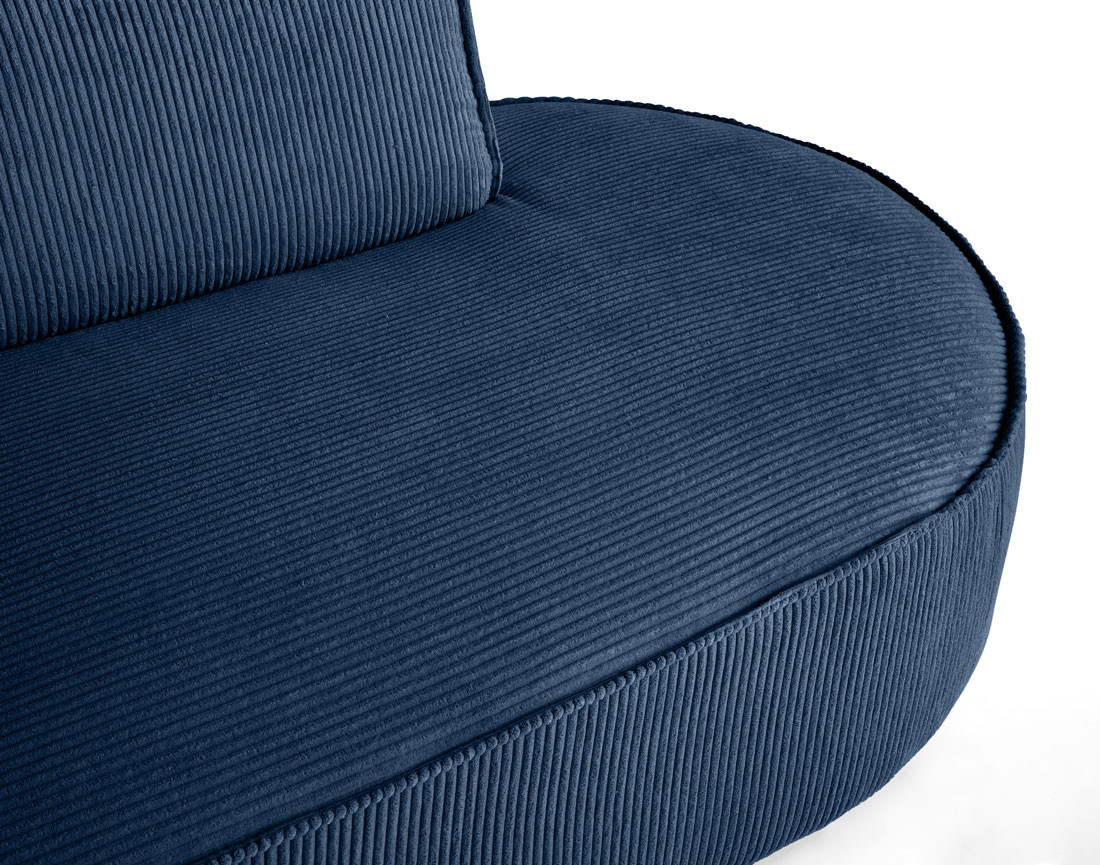 Canapé d'angle gauche aux formes arrondies 5 places en velours côtelé Spiaggia