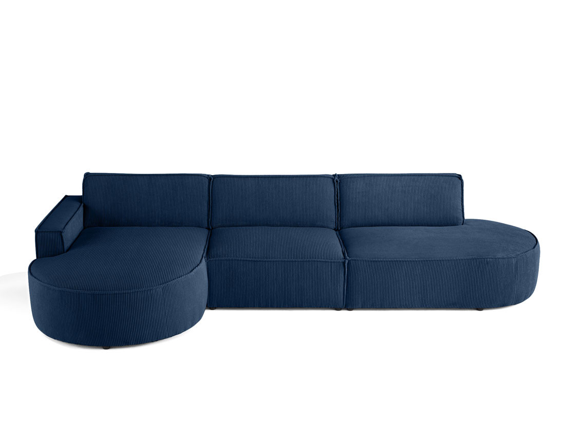 Canapé d'angle gauche aux formes arrondies 5 places en velours côtelé Spiaggia