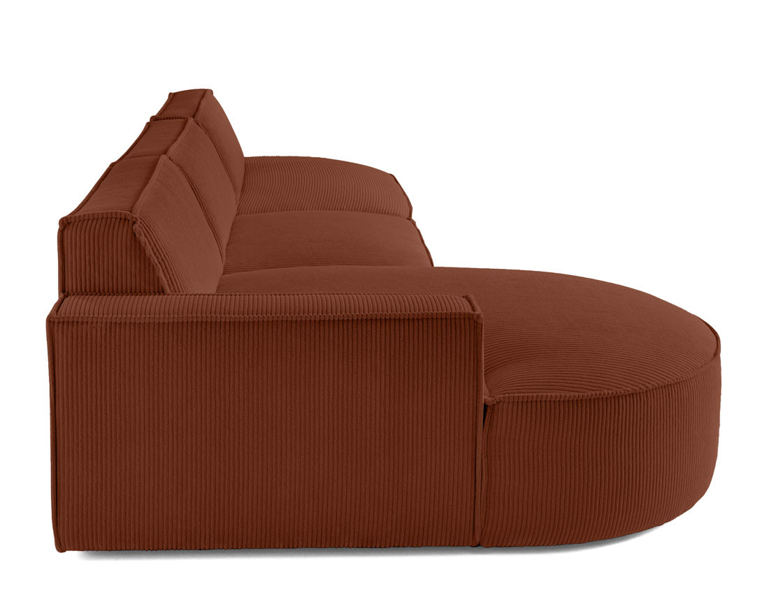 Canapé d'angle gauche aux formes arrondies 5 places en velours côtelé Spiaggia