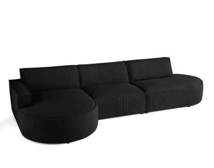 Canapé d'angle gauche aux formes arrondies 5 places en velours côtelé Spiaggia