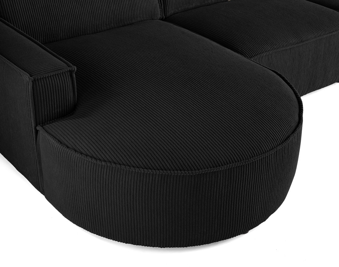 Canapé d'angle gauche aux formes arrondies 5 places en velours côtelé Spiaggia Canapé d'angle gauche aux formes arrondies 5 places en velours côtelé Spiaggia