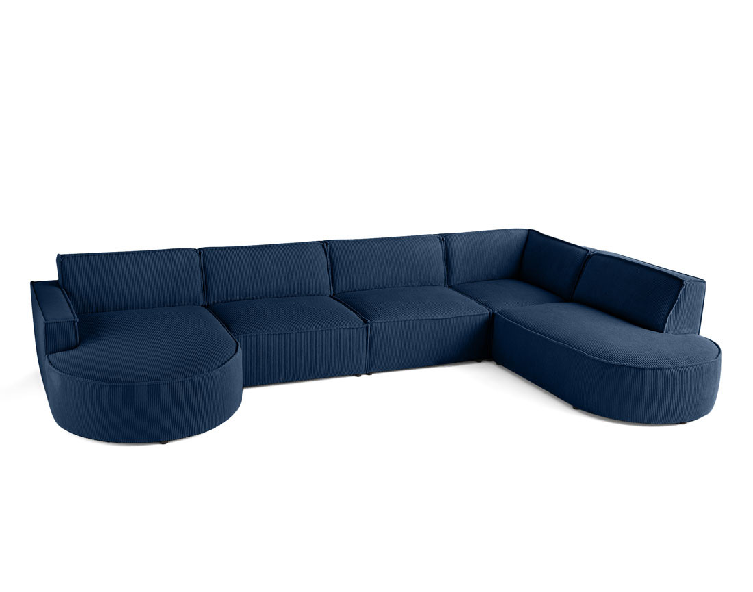 Canapé panoramique d'angle droit 7 places en velours côtelé Spiaggia