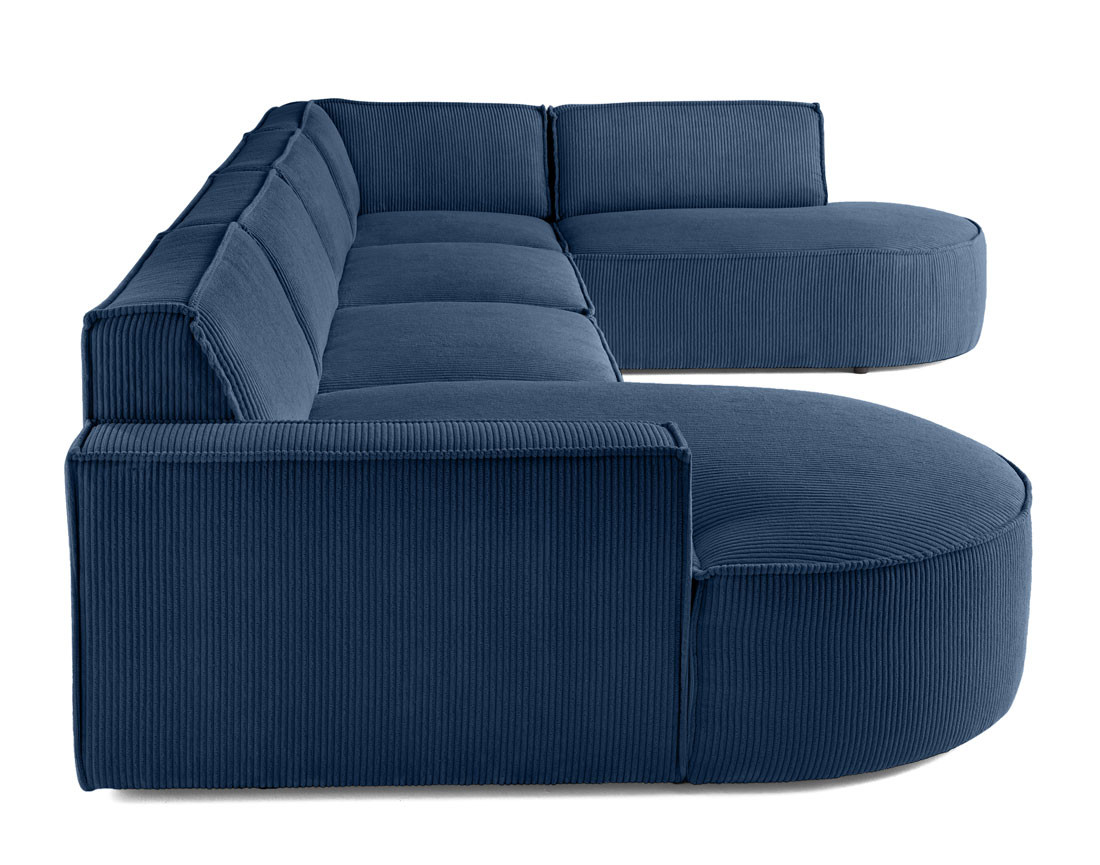 Canapé panoramique d'angle droit 7 places en velours côtelé Spiaggia