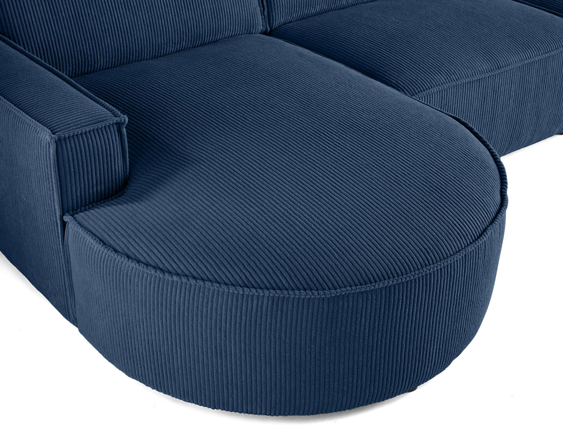 Canapé panoramique d'angle droit 7 places en velours côtelé Spiaggia
