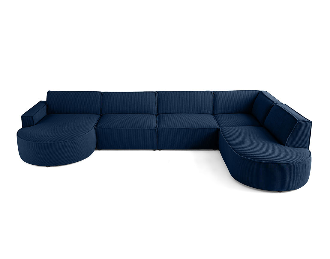 Canapé panoramique d'angle droit 7 places en velours côtelé Spiaggia