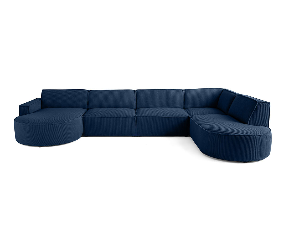 Canapé panoramique d'angle droit 7 places en velours côtelé Spiaggia