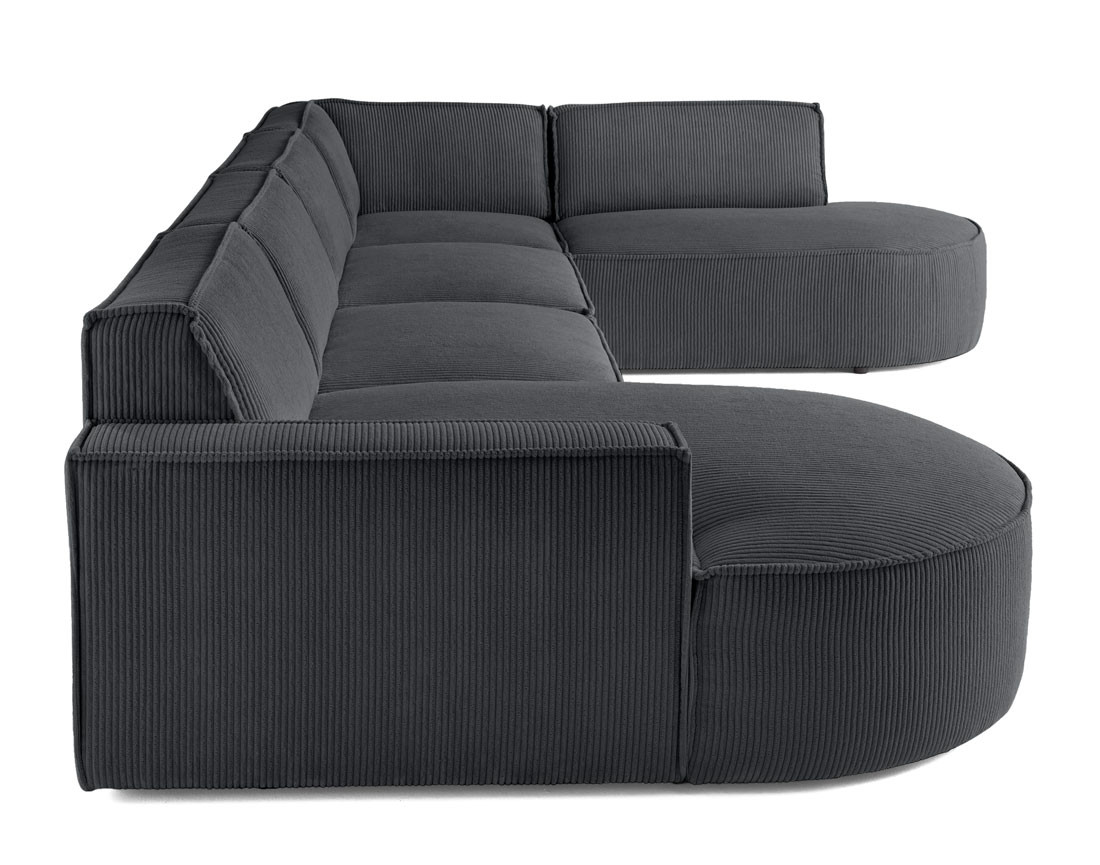 Canapé panoramique d'angle droit 7 places en velours côtelé Spiaggia