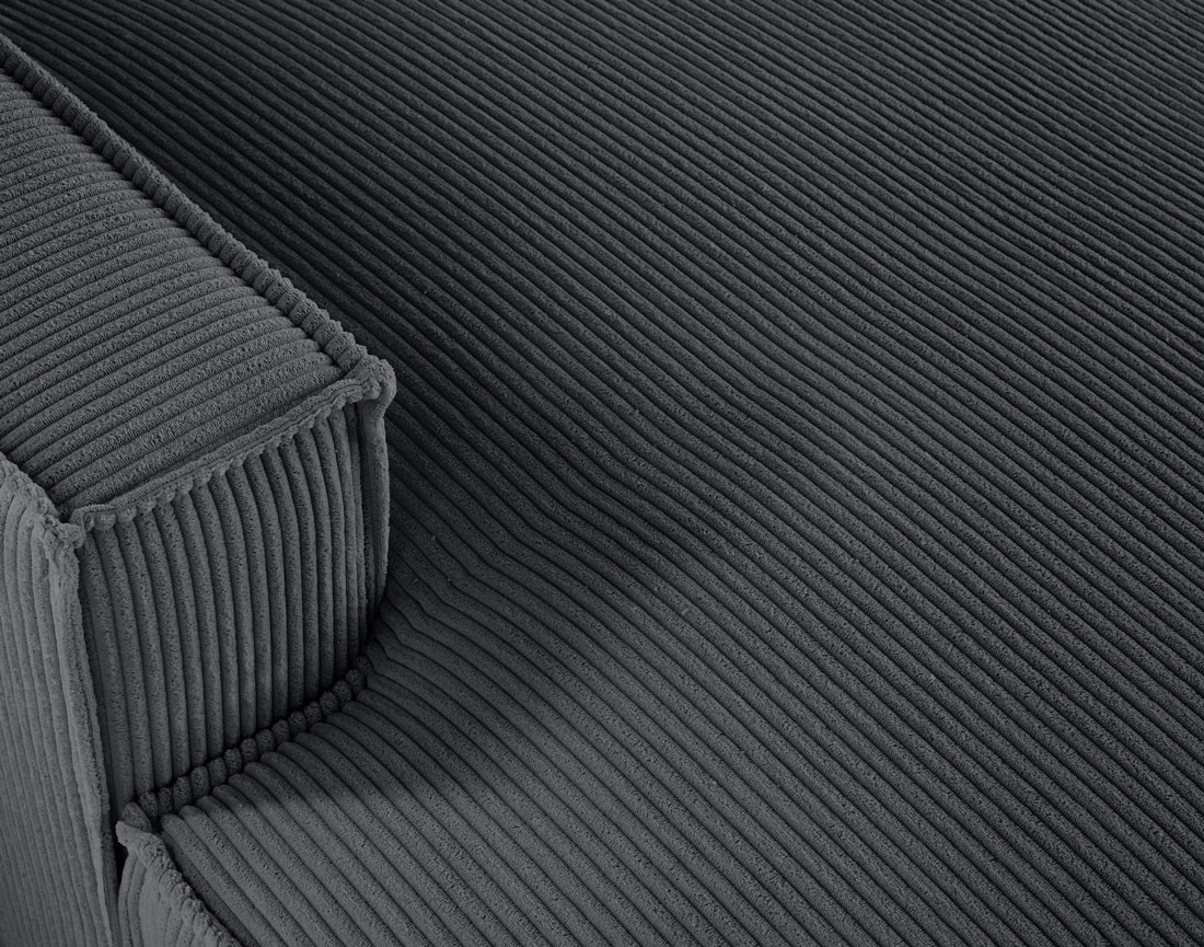 Canapé panoramique d'angle droit 7 places en velours côtelé Spiaggia