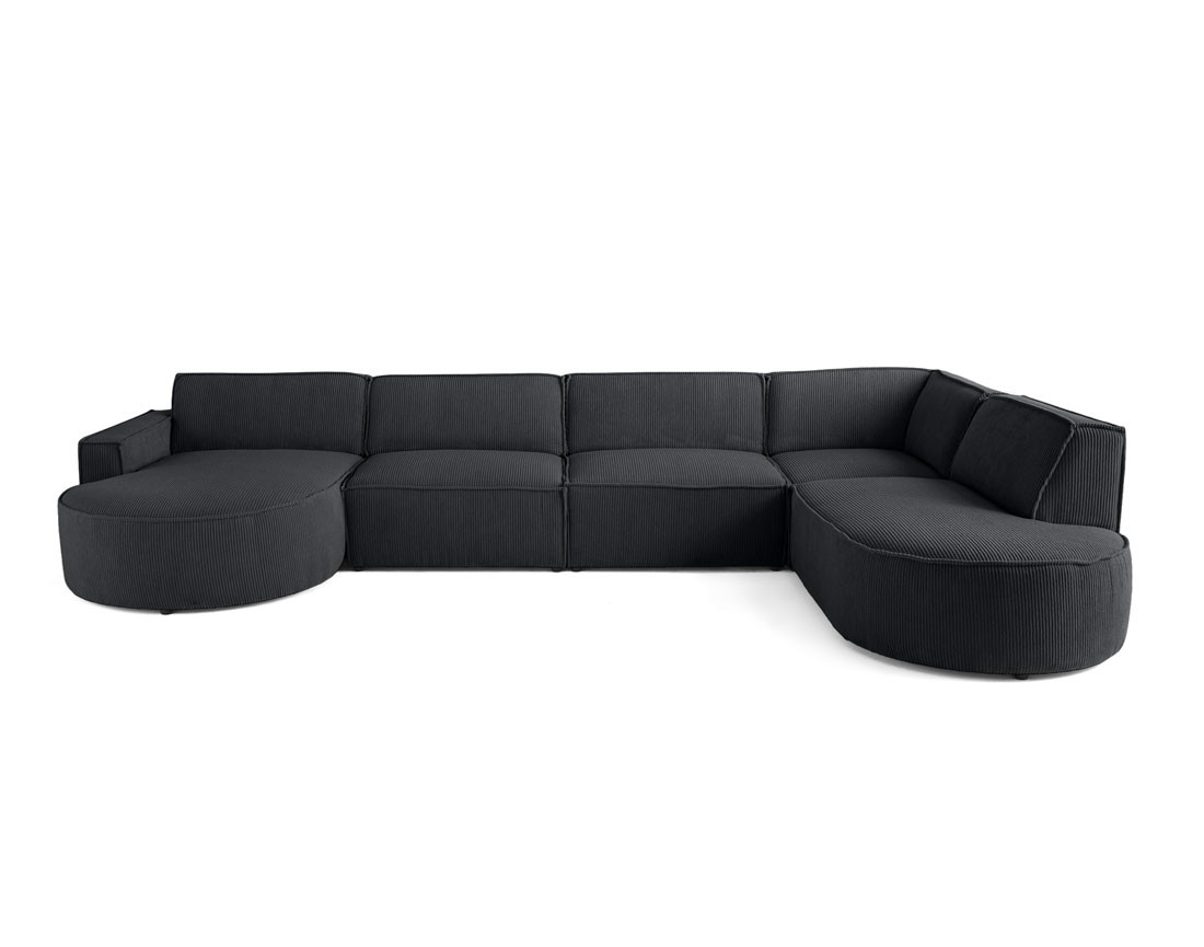 Canapé panoramique d'angle droit 7 places en velours côtelé Spiaggia