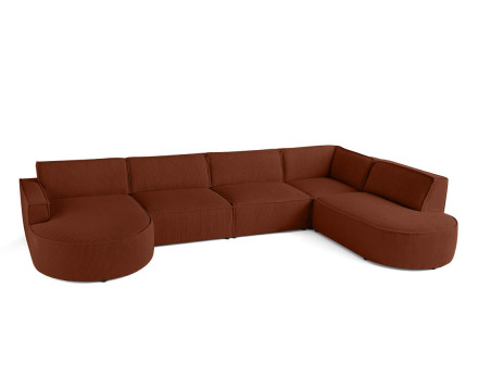 Canapé panoramique d'angle droit 7 places en velours côtelé Spiaggia