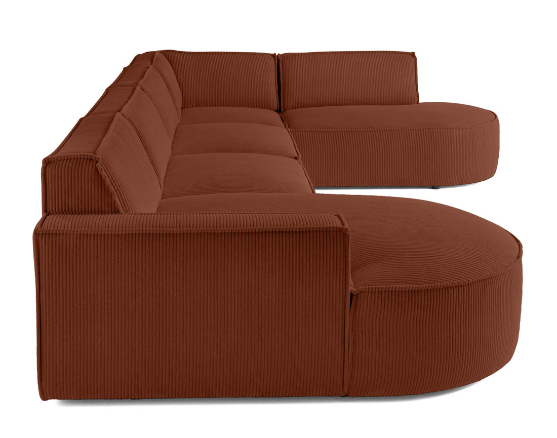 Canapé panoramique d'angle droit 7 places en velours côtelé Spiaggia