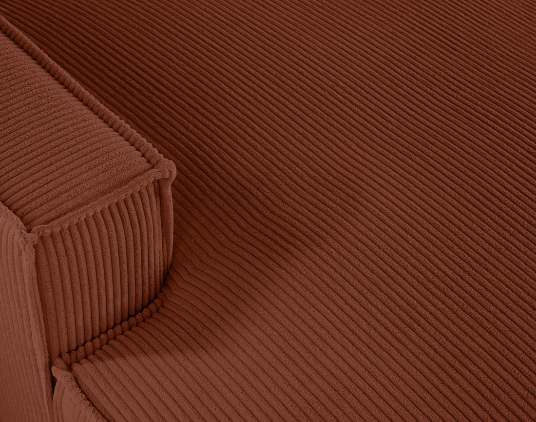 Canapé panoramique d'angle droit 7 places en velours côtelé Spiaggia