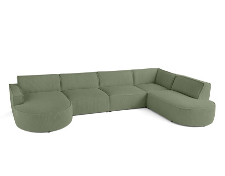 Canapé panoramique d'angle droit 7 places en velours côtelé Spiaggia