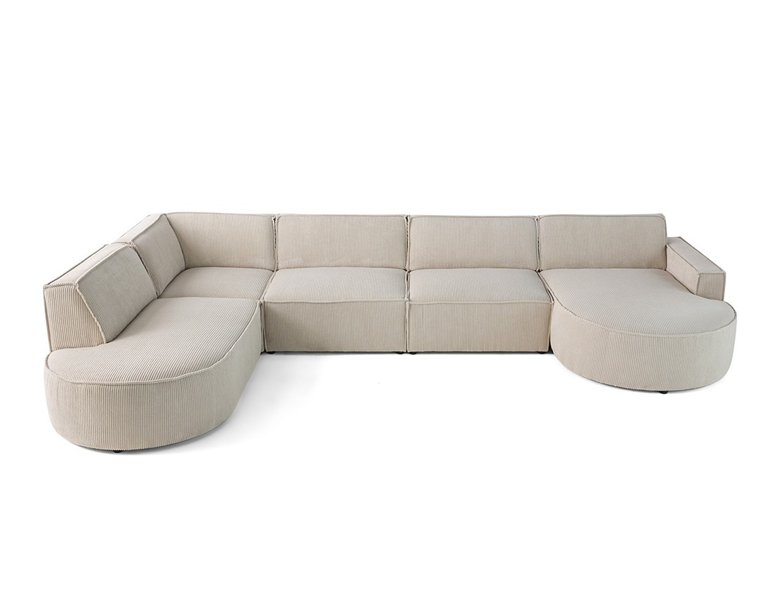 Canapé panoramique d'angle gauche 7 places en velours côtelé Spiaggia Canapé panoramique d'angle gauche 7 places en velours côtelé Spiaggia