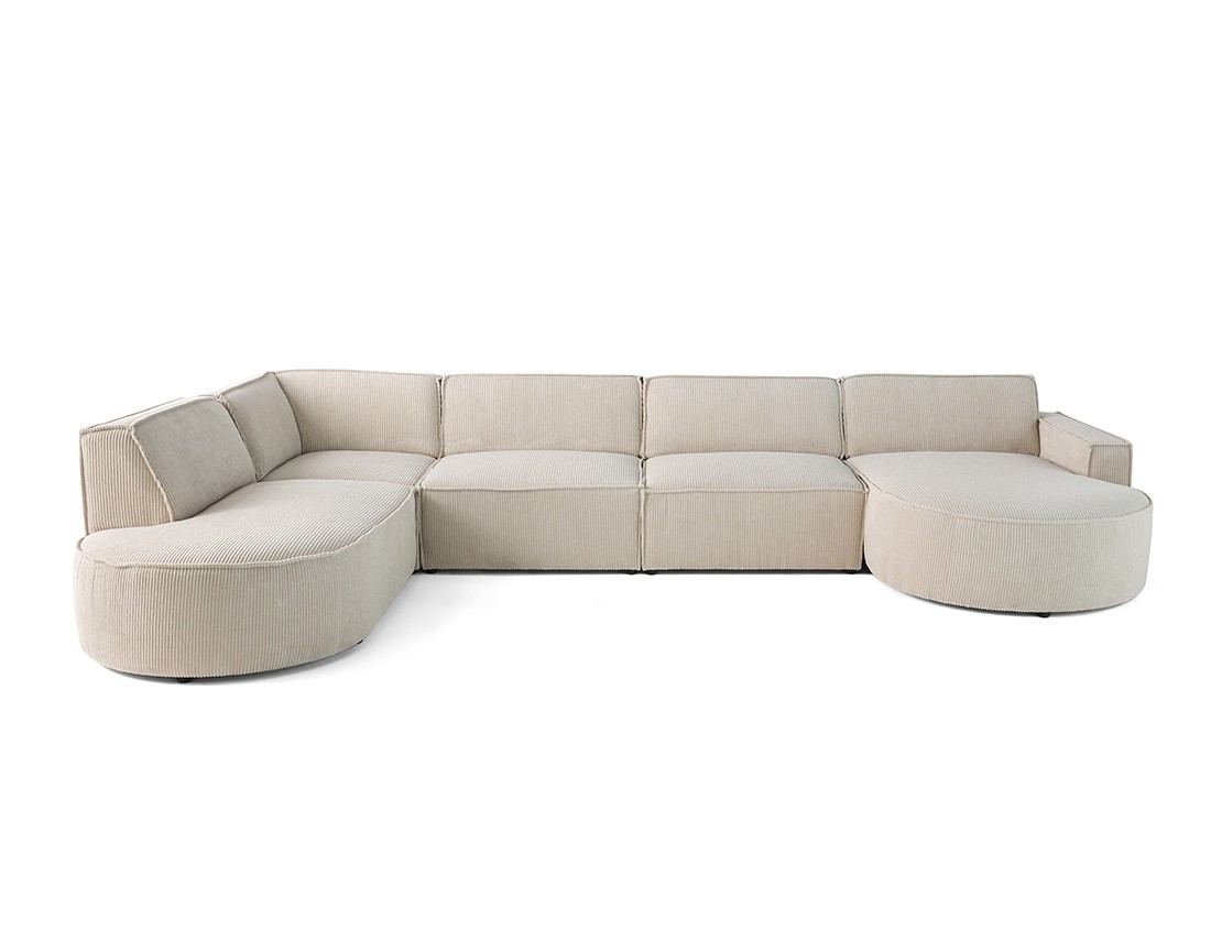 Canapé panoramique d'angle gauche 7 places en velours côtelé Spiaggia Canapé panoramique d'angle gauche 7 places en velours côtelé Spiaggia