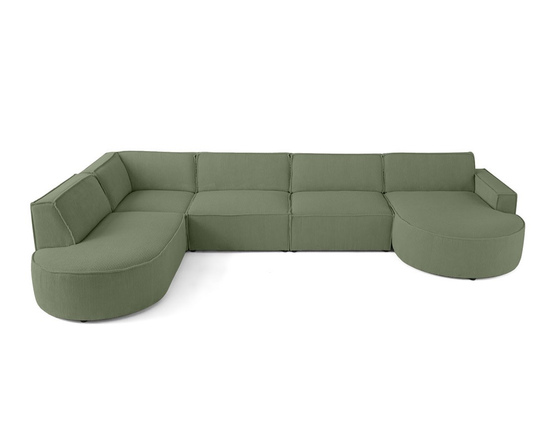 Canapé panoramique d'angle gauche 7 places en velours côtelé Spiaggia