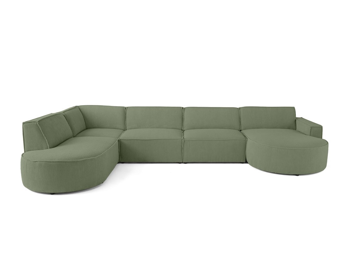 Canapé panoramique d'angle gauche 7 places en velours côtelé Spiaggia