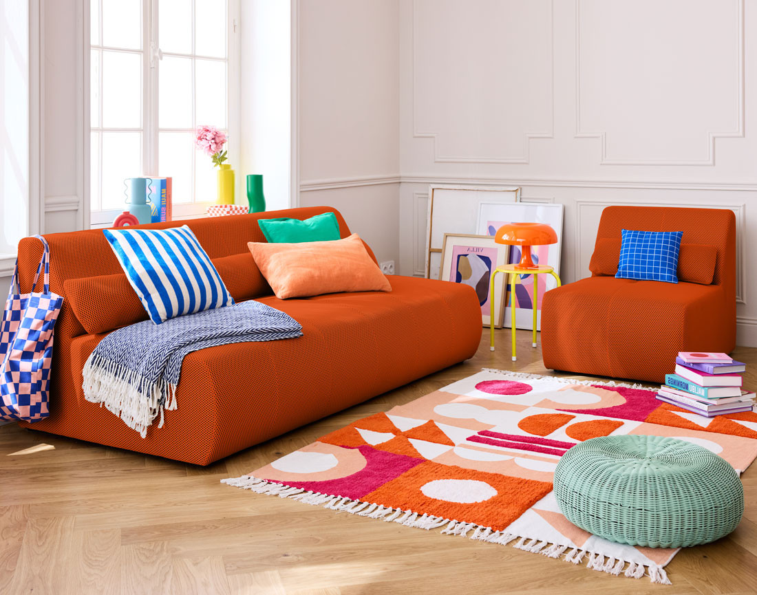 Fauteuil sans accoudoirs en tissu mailles 3D