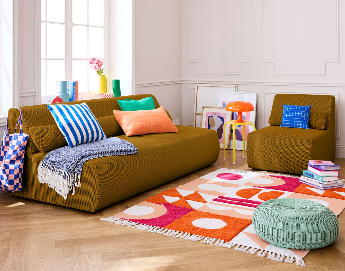 Fauteuil sans accoudoirs en tissu mailles 3D