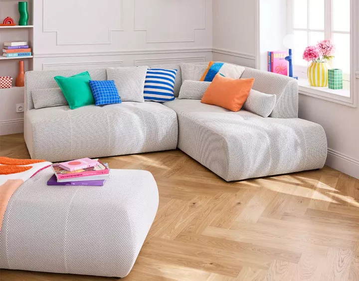 Pouf d'appoint en tissu mailles 3D Onyx