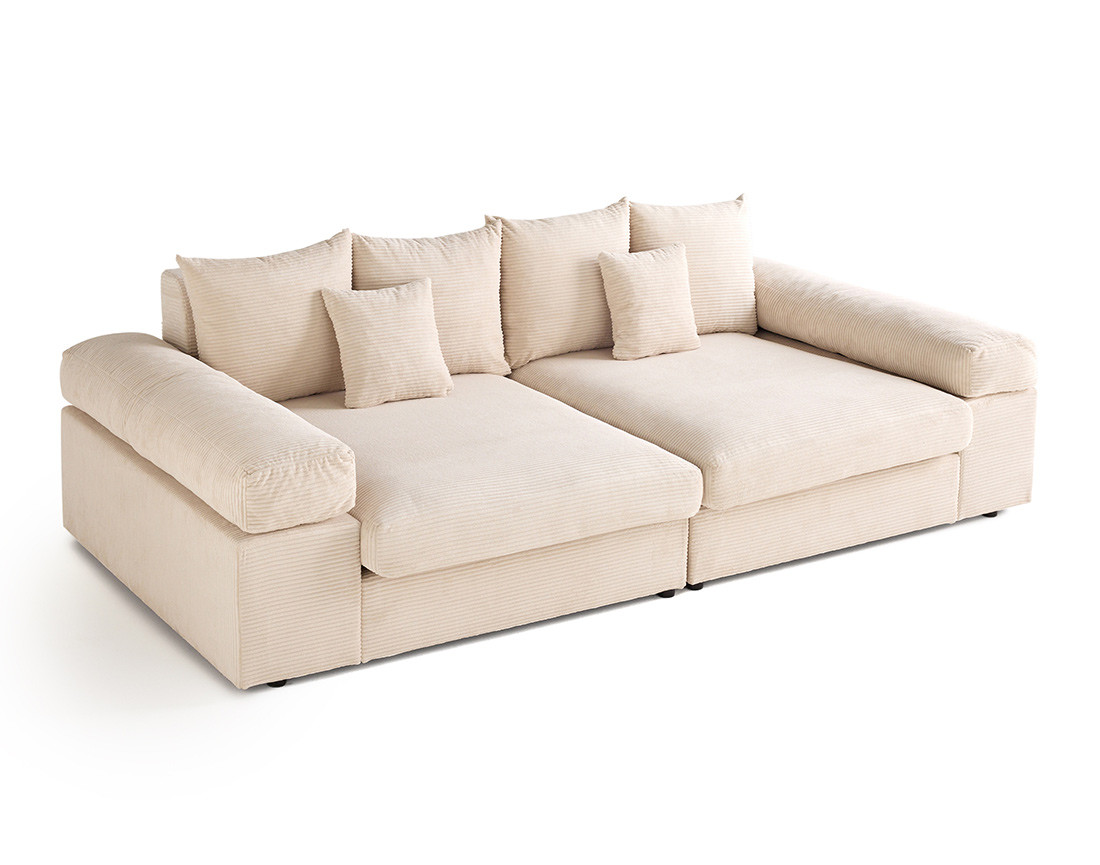 Canapé 4 places avec une assise profonde en velours côtelé