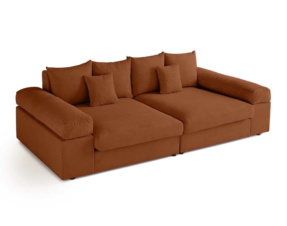 Canapé 4 places avec une assise profonde en velours côtelé