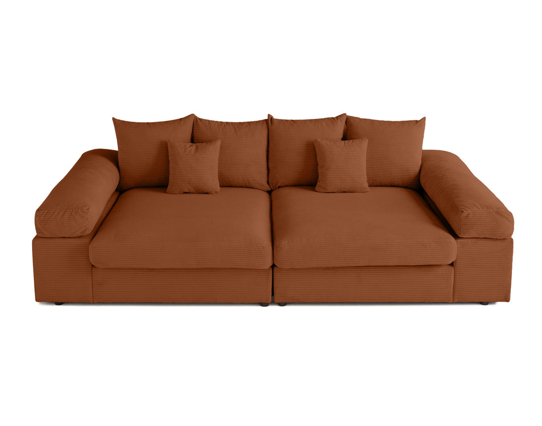 Canapé 4 places avec une assise profonde en velours côtelé