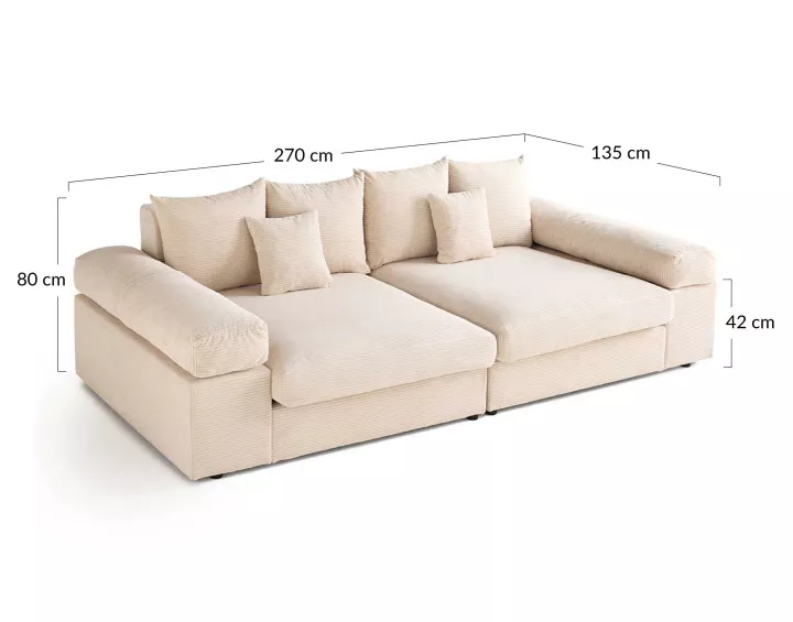 Canapé 4 places avec une assise profonde en velours côtelé Canapé 4 places avec une assise profonde en velours côtelé