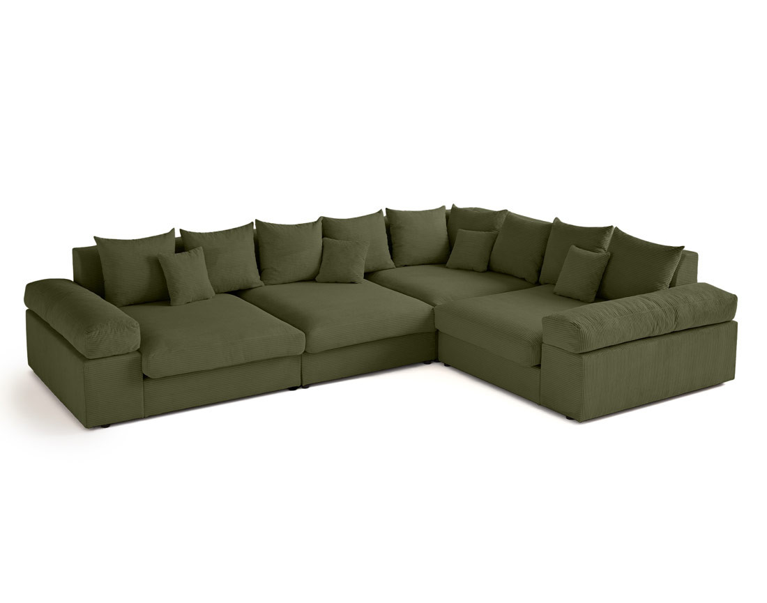 Canapé d'angle réversible 5 places avec assise profonde en velours côtelé Aspen Canapé d'angle réversible 5 places avec assise profonde en velours côtelé Aspen