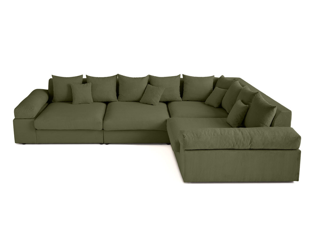 Canapé d'angle réversible 5 places avec assise profonde en velours côtelé Aspen Canapé d'angle réversible 5 places avec assise profonde en velours côtelé Aspen