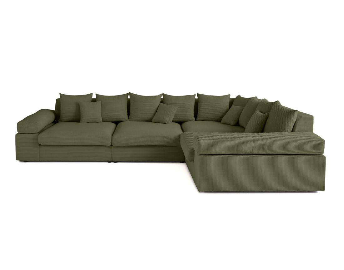 Canapé d'angle réversible 5 places avec assise profonde en velours côtelé Aspen Canapé d'angle réversible 5 places avec assise profonde en velours côtelé Aspen