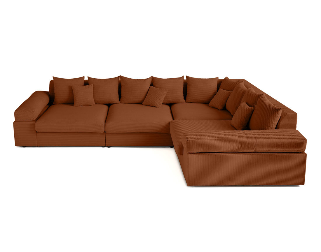 Canapé d'angle réversible 5 places avec assise profonde en velours côtelé Aspen