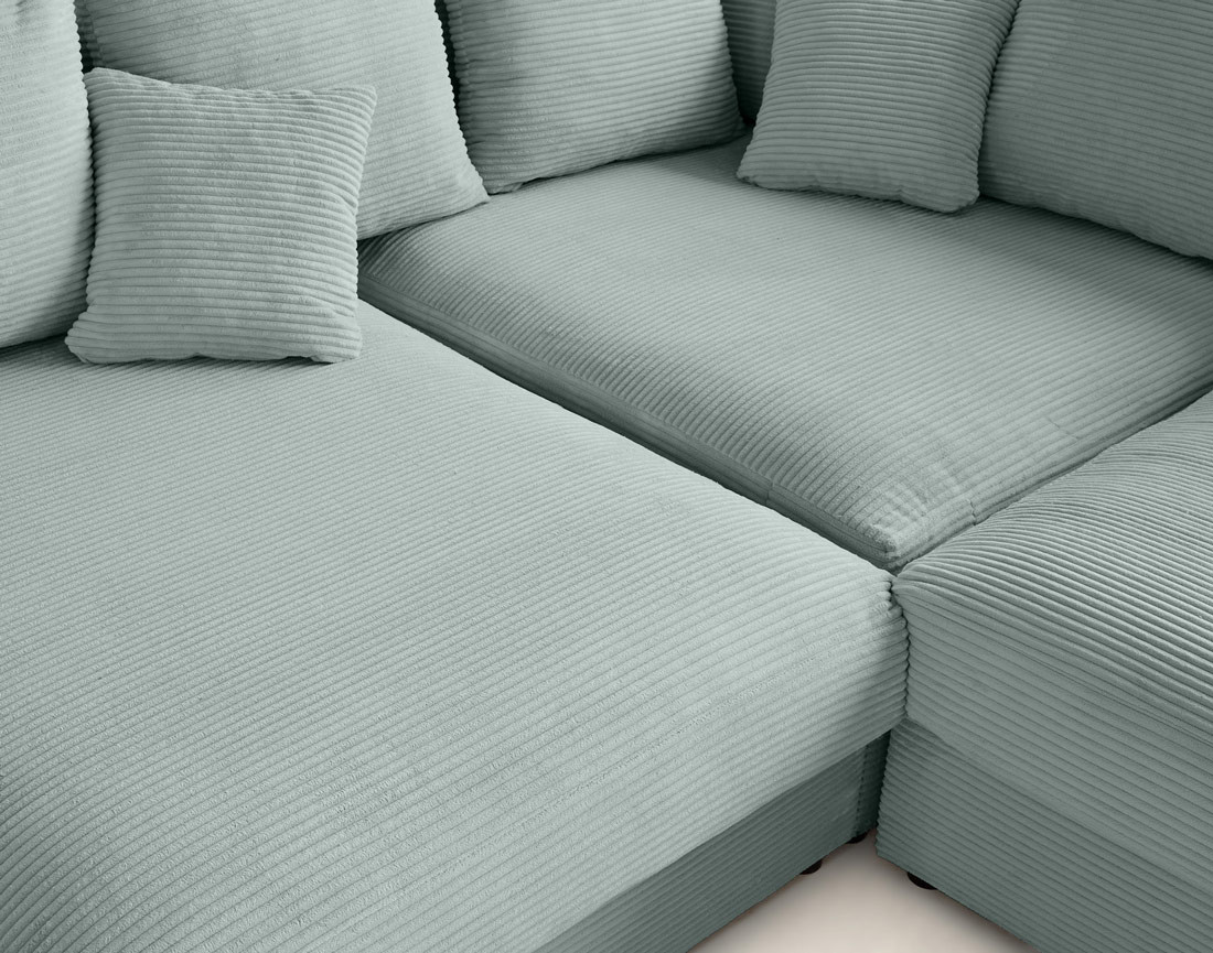 Canapé d'angle réversible 5 places avec assise profonde en velours côtelé Aspen