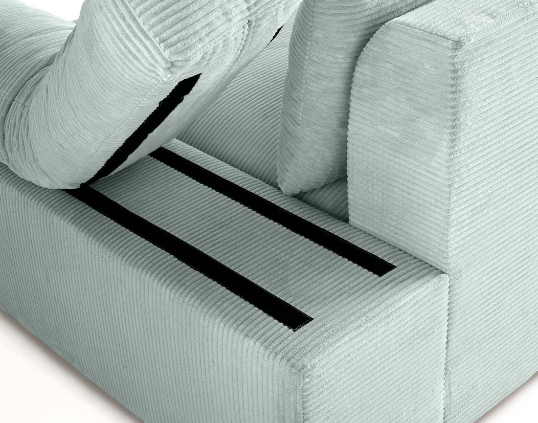 Canapé d'angle réversible 5 places avec assise profonde en velours côtelé Aspen