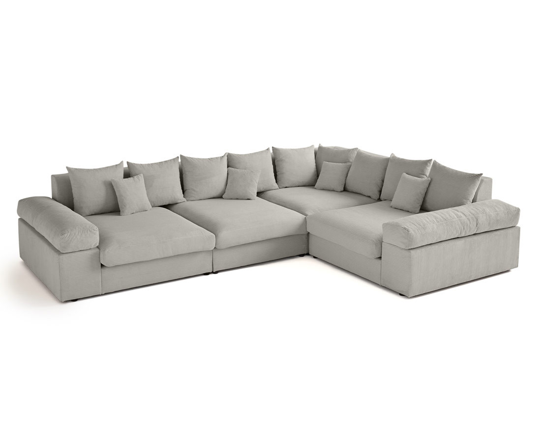 Canapé d'angle réversible 5 places avec assise profonde en velours côtelé Aspen
