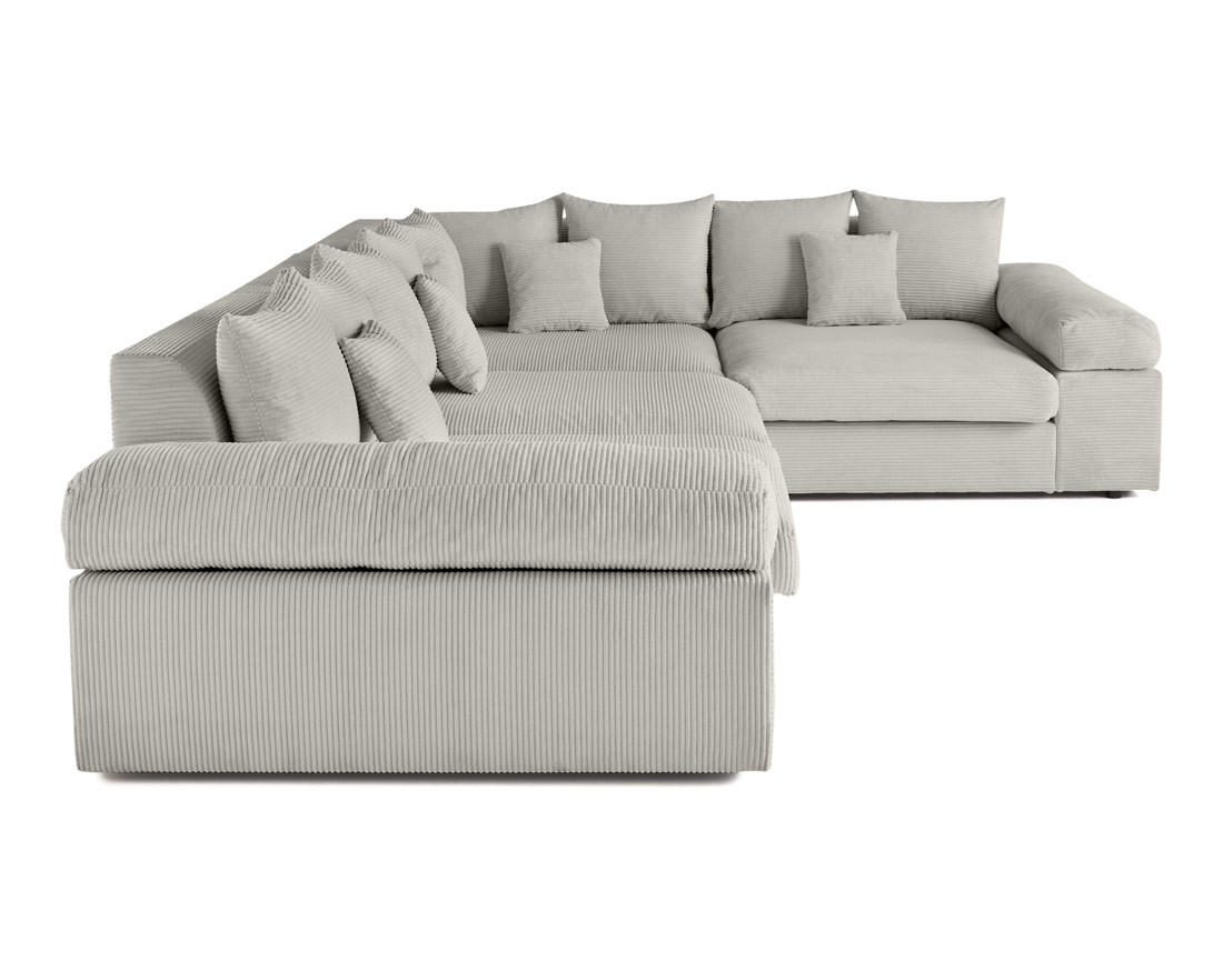 Canapé d'angle réversible 5 places avec assise profonde en velours côtelé Aspen
