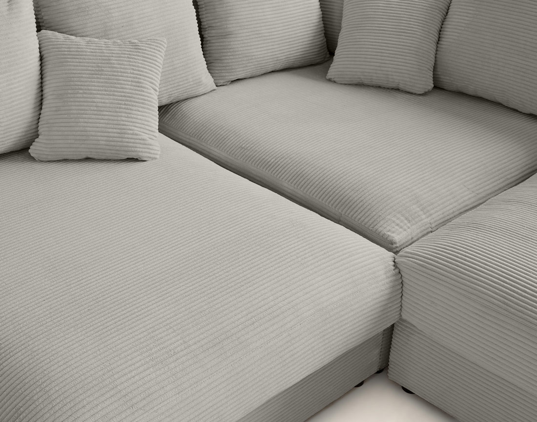 Canapé d'angle réversible 5 places avec assise profonde en velours côtelé Aspen