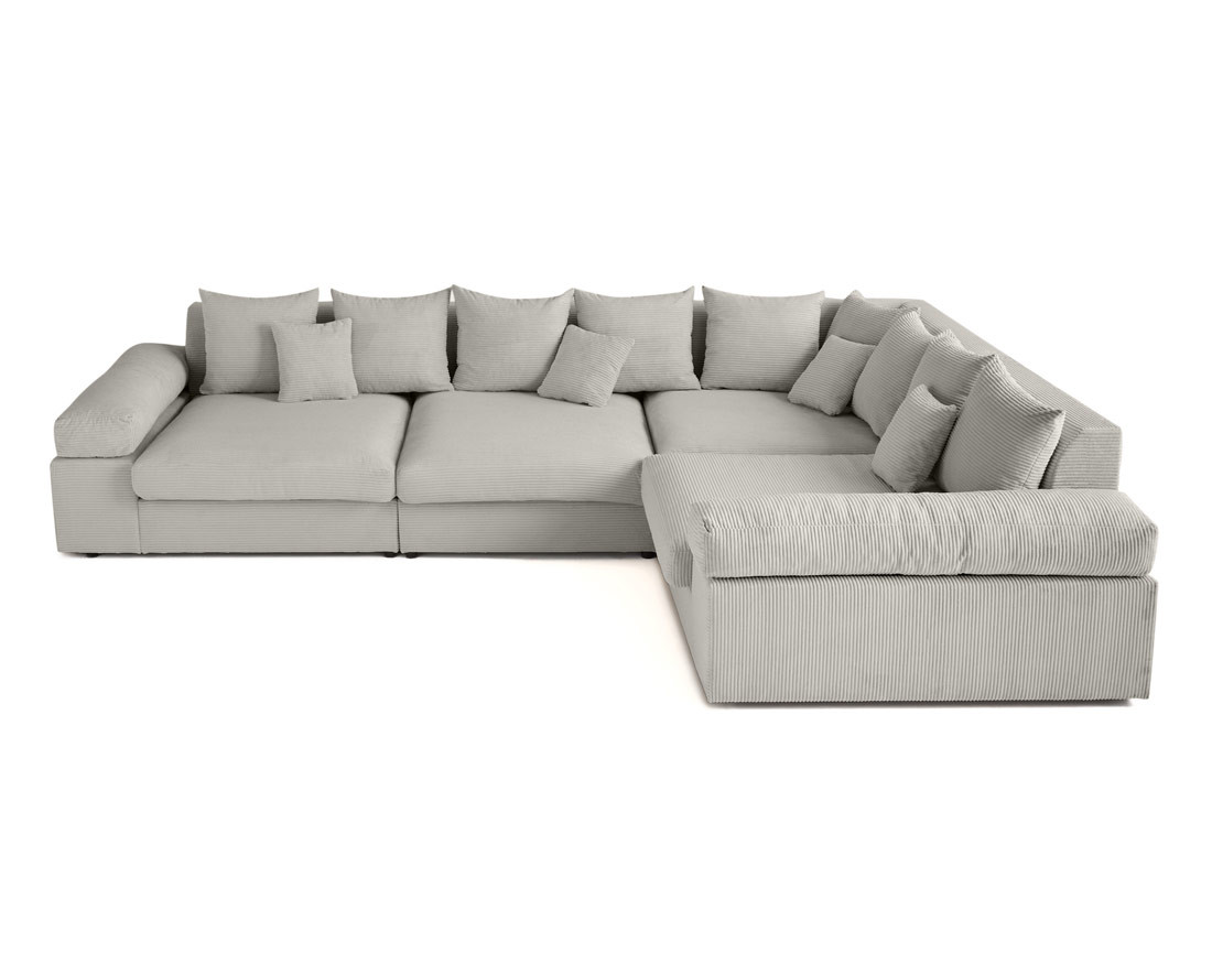Canapé d'angle réversible 5 places avec assise profonde en velours côtelé Aspen