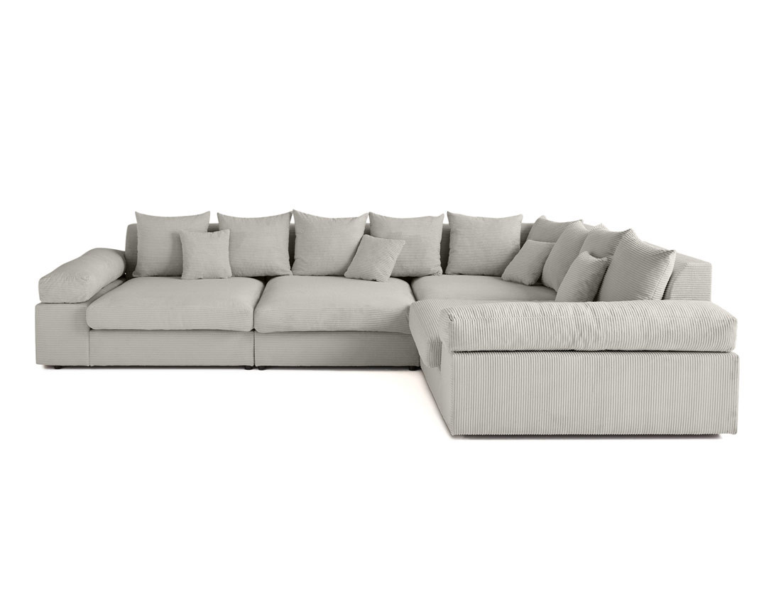 Canapé d'angle réversible 5 places avec assise profonde en velours côtelé Aspen