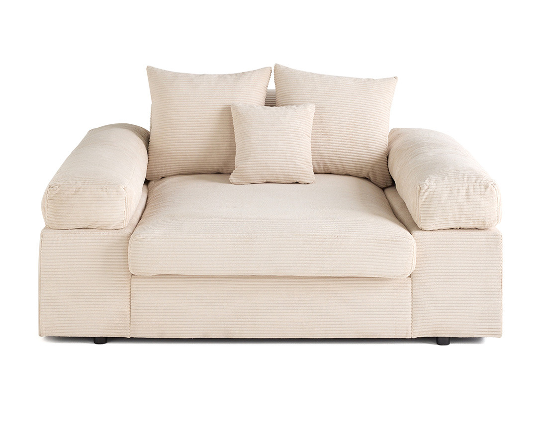 Fauteuil XL avec assise profonde en velours côtelé Aspen