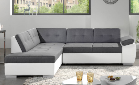 Dakota - Canapé d'angle convertible - en simili et tissu - Gauche Dakota - Canapé d'angle convertible - en simili et tissu - Gauche