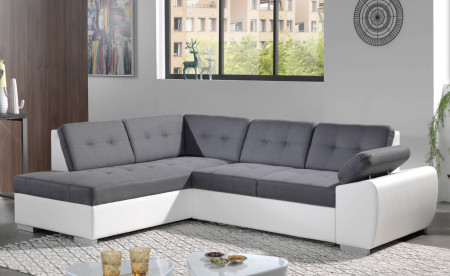 Dakota - Canapé d'angle convertible - en simili et tissu - Gauche Dakota - Canapé d'angle convertible - en simili et tissu - Gauche