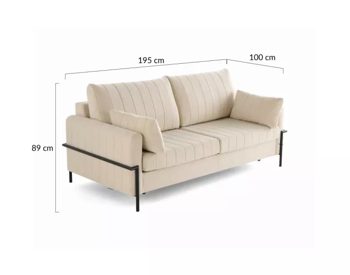 Canapé 3 places convertible couchage quotidien, matelas inclus Ercolano