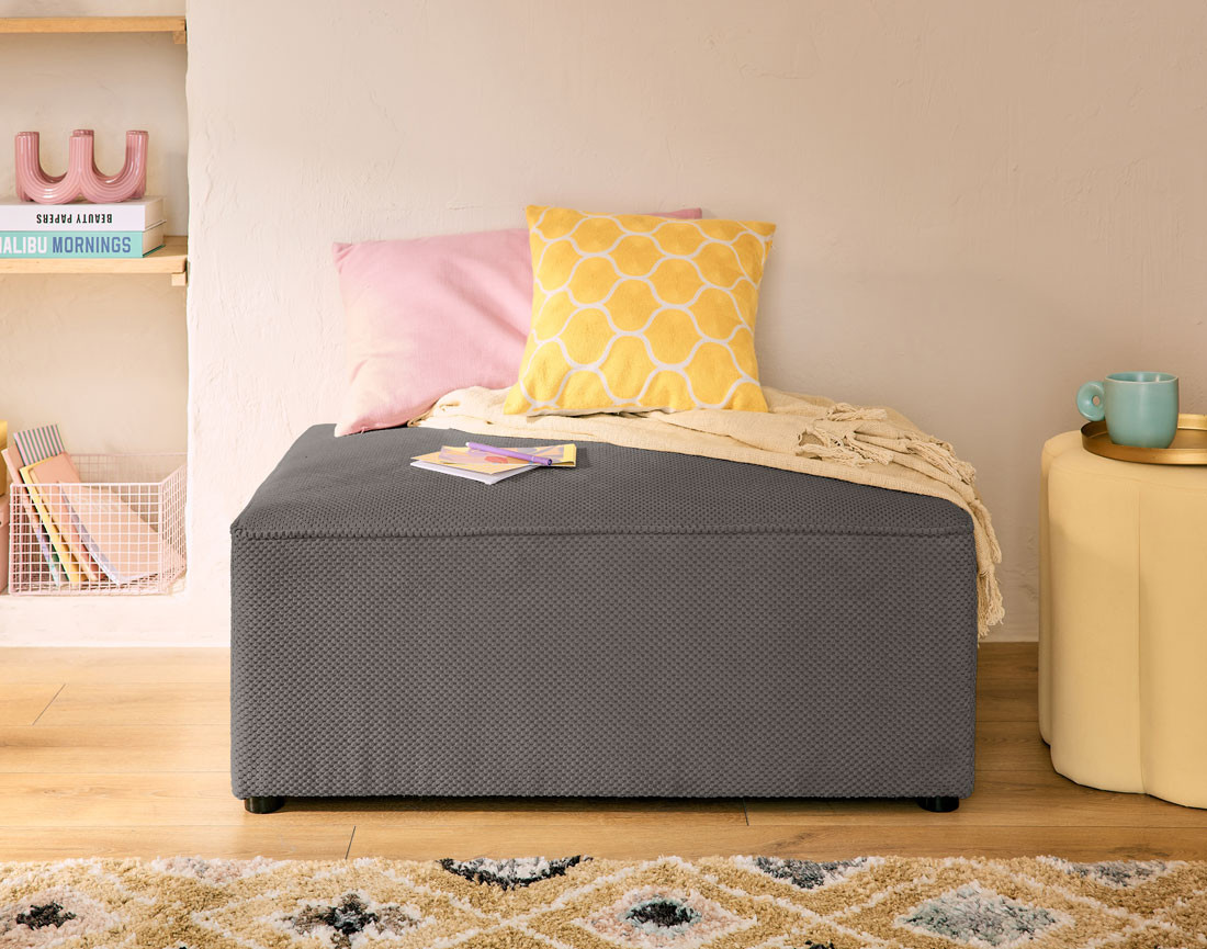 Pouf en velours texturé Topaze