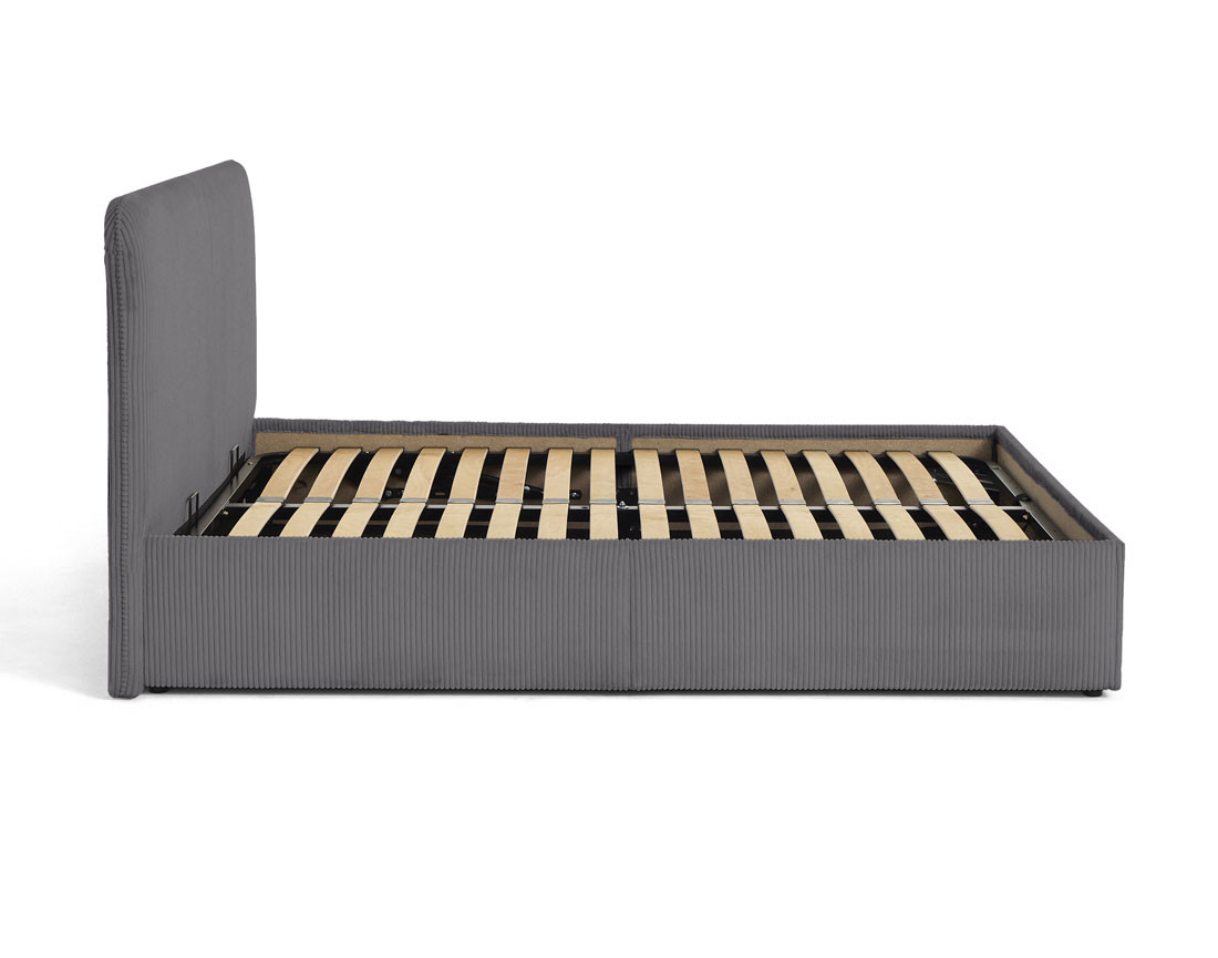 Lit coffre 140x190 cm en velours côtelé avec sommier inclus Goyave