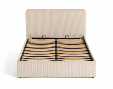 Lit coffre 140x190 cm en velours côtelé avec sommier inclus Goyave