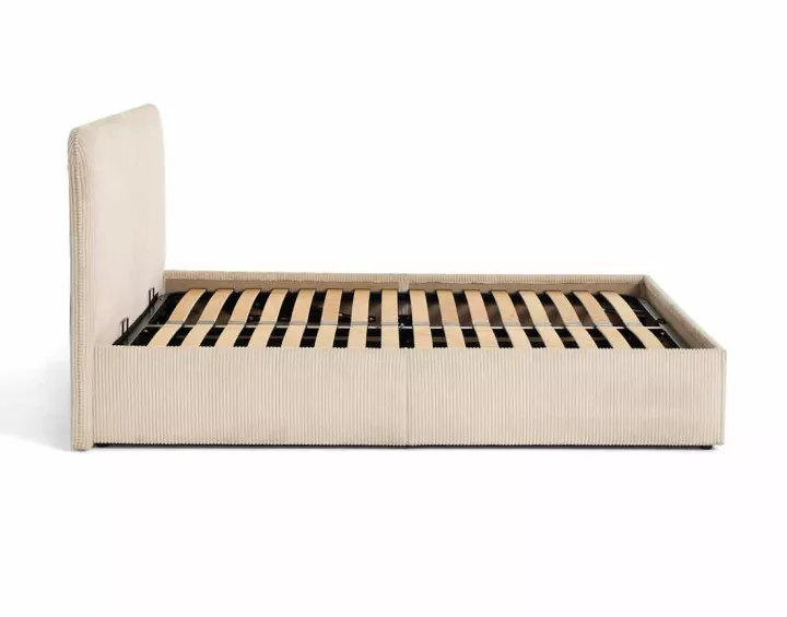 Lit coffre 140x190 cm en velours côtelé avec sommier inclus Goyave